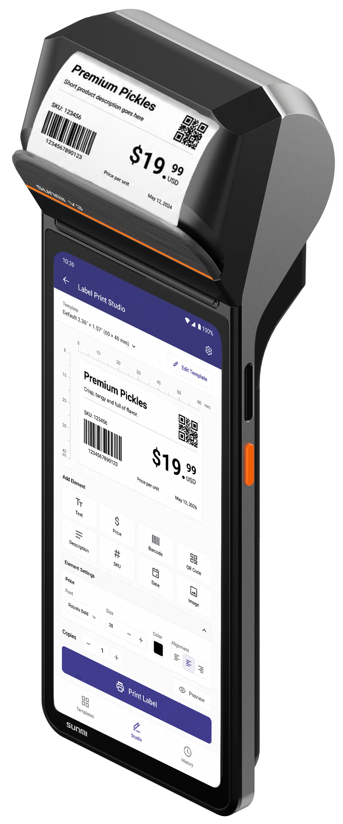 SUNMI V3 label and stock management device